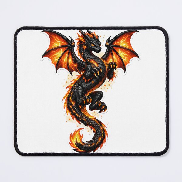 Item preview, Epic Black Dragon with Fiery Orange Wings Sticker designed and sold by Freestyle Prints.