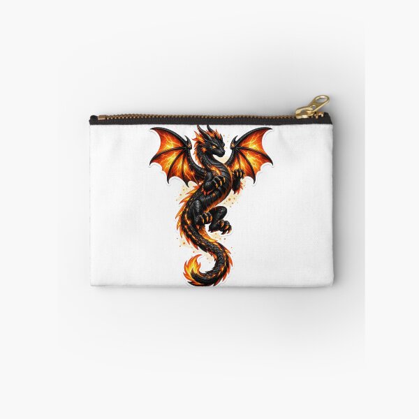 Item preview, Epic Black Dragon with Fiery Orange Wings Sticker designed and sold by Freestyle Prints.