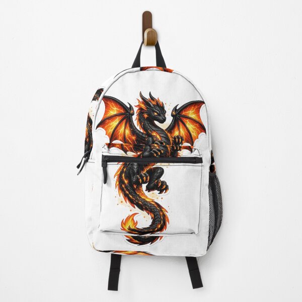 Item preview, Epic Black Dragon with Fiery Orange Wings Sticker designed and sold by Freestyle Prints.