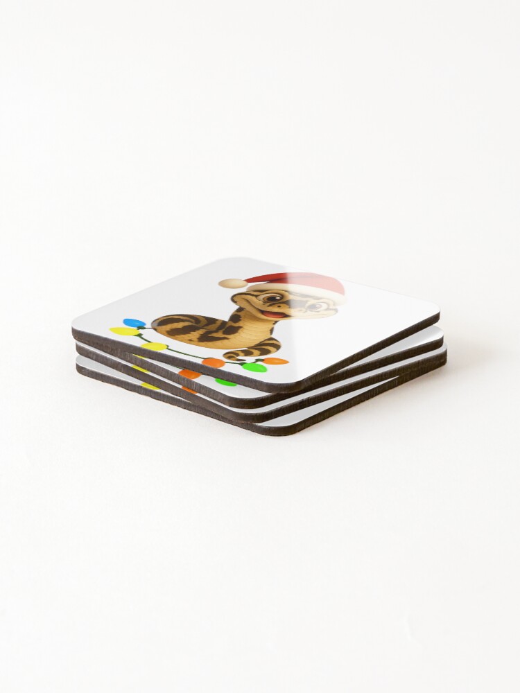 Thumbnail 4 of 5, Coasters (Set of 4), Christmas Cow Reticulated Python designed and sold by Sillytoe.