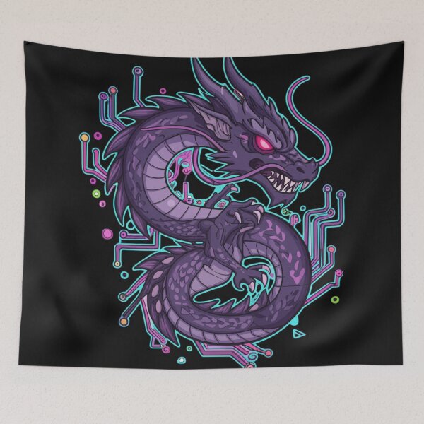 Item preview, Cyber Dragon – Neon Tech Serpent designed and sold by Revyra Design .