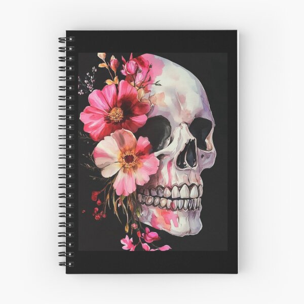 Item preview, Floral Skull Art - Vibrant Pink Flower Skull Watercolor Painting Graphic designed and sold by GrimNest.