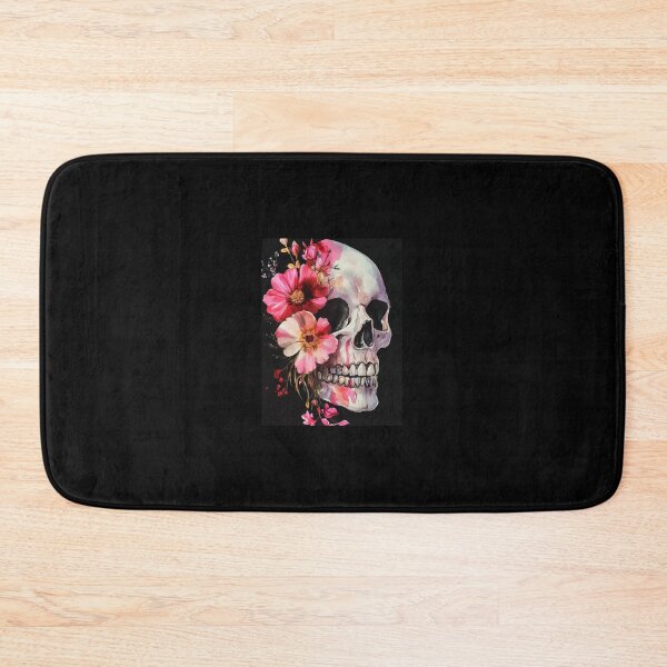 Item preview, Floral Skull Art - Vibrant Pink Flower Skull Watercolor Painting Graphic designed and sold by GrimNest.
