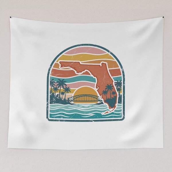 Item preview, Bahia Honda State Park Florida State Shape – Retro Sunset Arch Badge Florida Keys designed and sold by vivid-vibes-art.