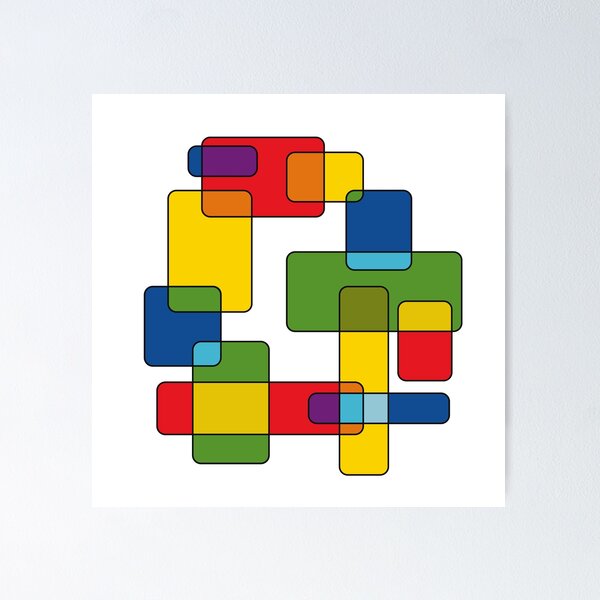 Item preview, Colored Geometric Pattern with Overlapping Rectangles designed and sold by AndysTeeShop.