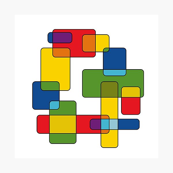 Item preview, Colored Geometric Pattern with Overlapping Rectangles designed and sold by AndysTeeShop.