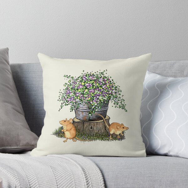 Item preview, Tub of Flowers with MICE, Hand Drawn Illustration designed and sold by JoyfulWhimsy.