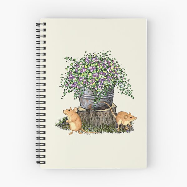 Item preview, Tub of Flowers with MICE, Hand Drawn Illustration designed and sold by JoyfulWhimsy.