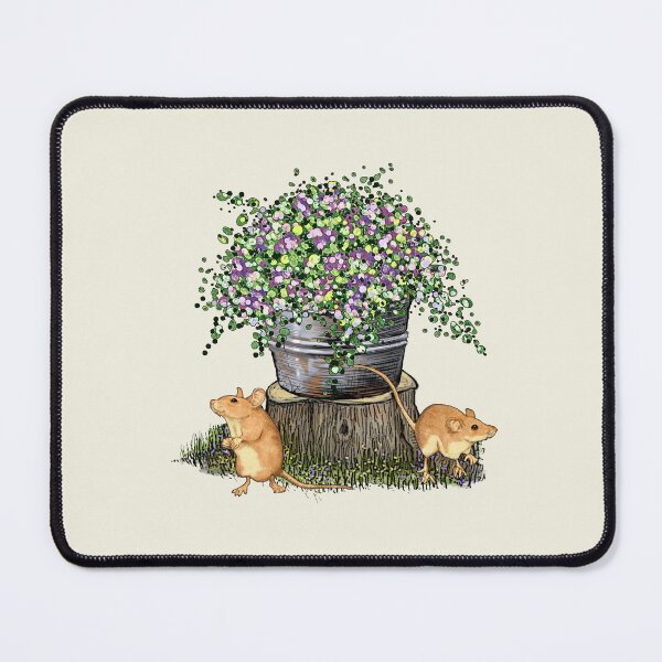 Item preview, Tub of Flowers with MICE, Hand Drawn Illustration designed and sold by JoyfulWhimsy.
