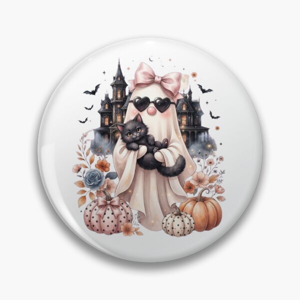 Item preview, Cute Halloween Ghost Cat Shirt | Spooky Ghost With Black Cat & Bow | Coquette Halloween Tee | Witchy Fall Gift | Cute Gothic Halloween designed and sold by MS Pod Studio.