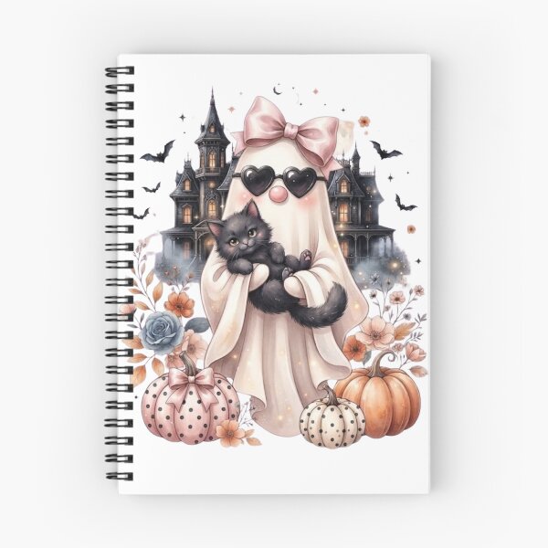 Item preview, Cute Halloween Ghost Cat Shirt | Spooky Ghost With Black Cat & Bow | Coquette Halloween Tee | Witchy Fall Gift | Cute Gothic Halloween designed and sold by MS Pod Studio.