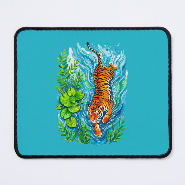 Item preview, Swimming Tiger Watercolor Art designed and sold by TeeARTHY.