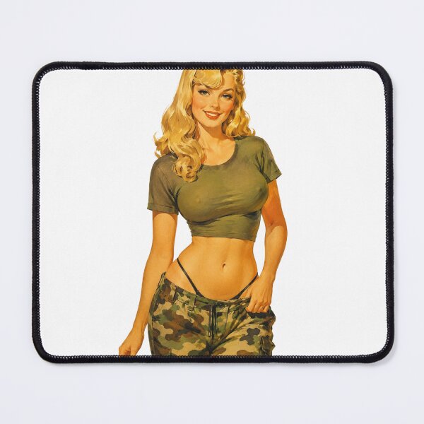 Item preview, Vintage Camo Military Pin Up - Retro 90s Tactical Girl Art designed and sold by Cosplayvintage.