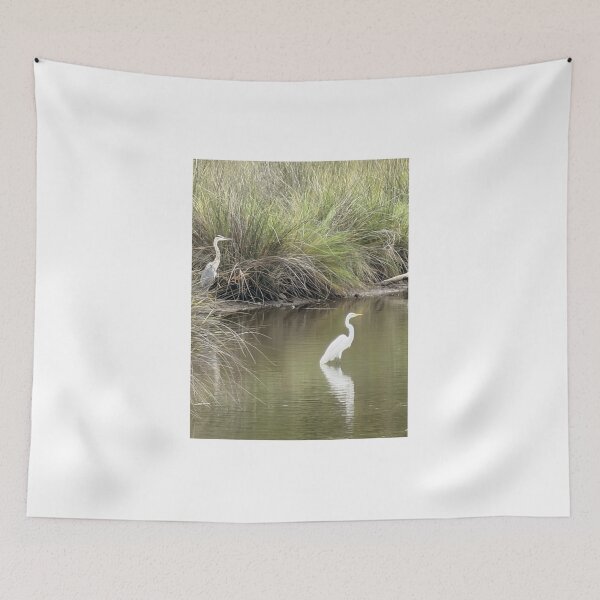 Item preview, Blue Heron and Great Egret in Their Natural Habitat. designed and sold by Pearls1.