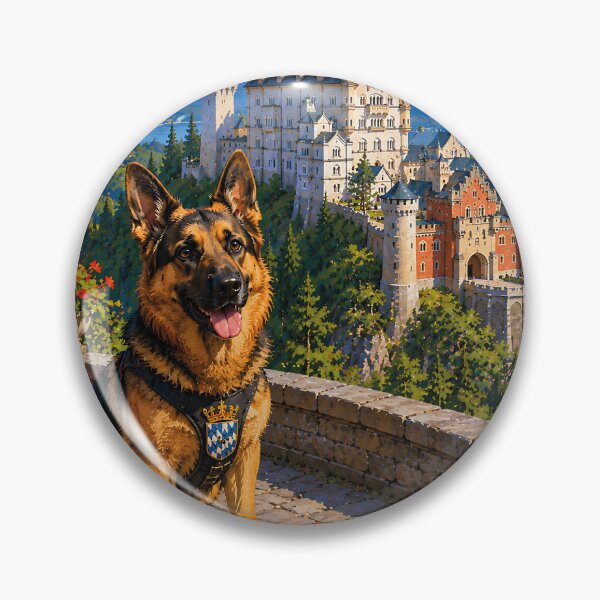 Item preview, German Shepherd at Neuschwanstein Castle. designed and sold by Nomad-Paws.