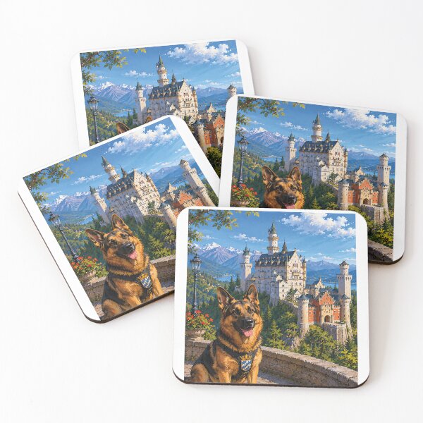 Item preview, German Shepherd at Neuschwanstein Castle. designed and sold by Nomad-Paws.