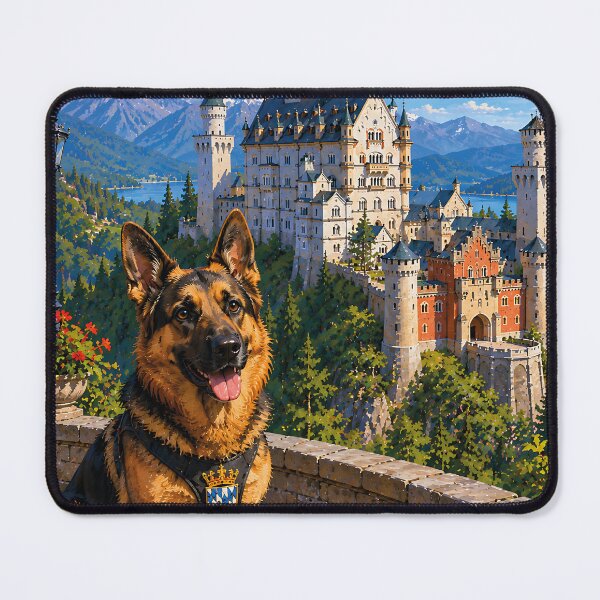 Item preview, German Shepherd at Neuschwanstein Castle. designed and sold by Nomad-Paws.