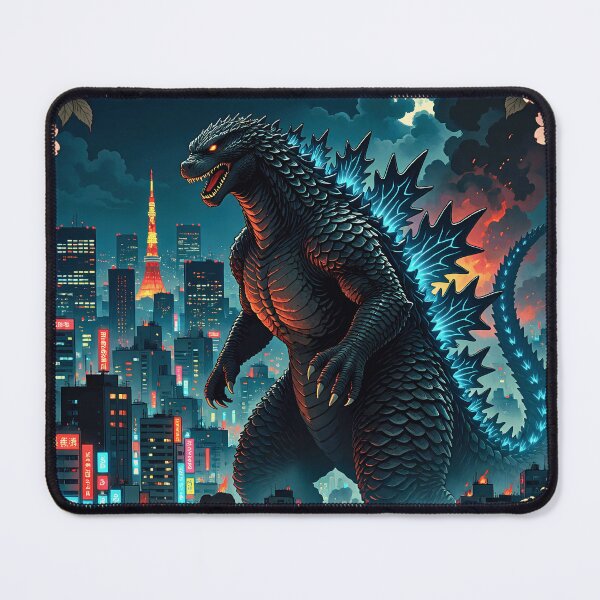 Item preview, Godzilla Rising With Massive Waves Around Tokyo Poster designed and sold by BorgSpareParts.