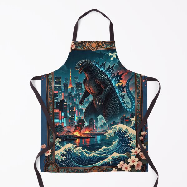 Item preview, Godzilla Rising With Massive Waves Around Tokyo Poster designed and sold by BorgSpareParts.