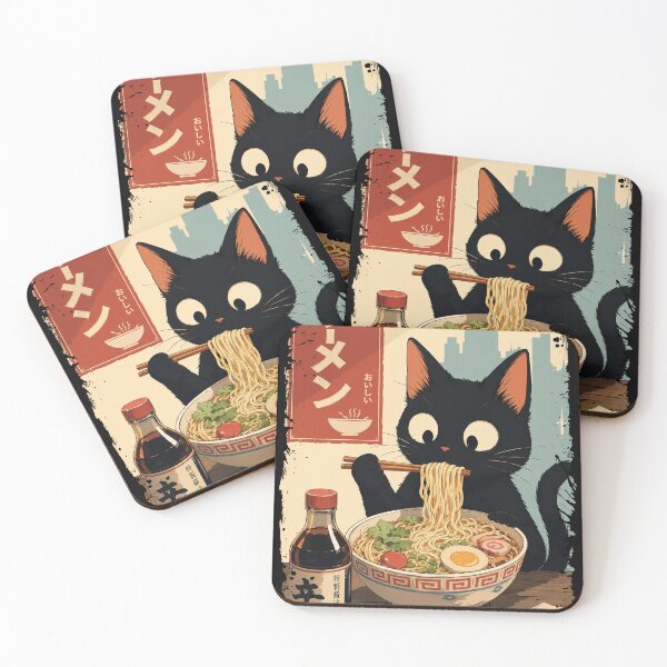 Item preview, Cat Eating Ramen Noodles designed and sold by keytee.