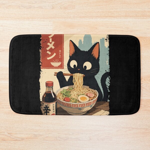 Aperçu de l'œuvre Chat mangeant des nouilles ramen créée et vendue par keytee.