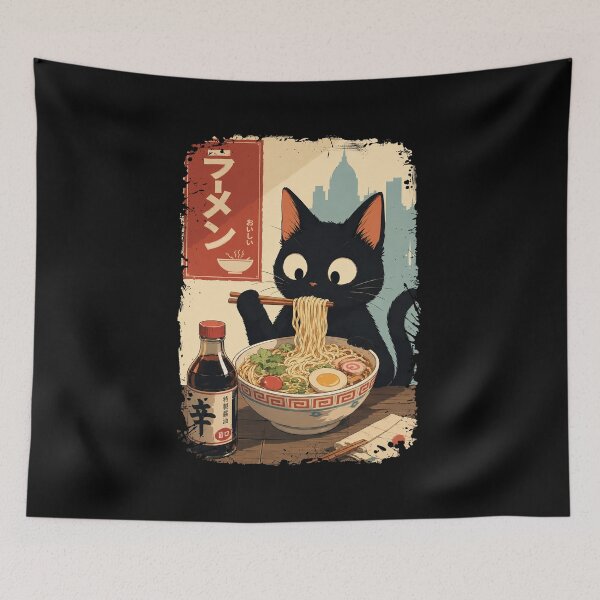 Item preview, Gato comiendo fideos ramen designed and sold by keytee.