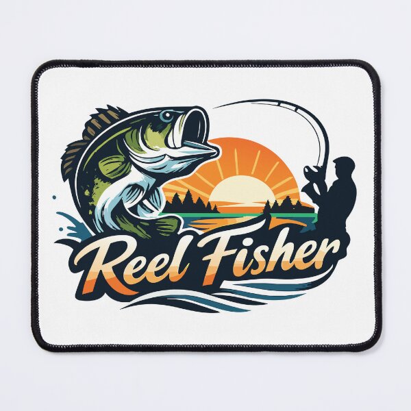 Item preview, Reel Fisher Largemouth Bass fishing logo style illustration. designed and sold by Art-Horizon.