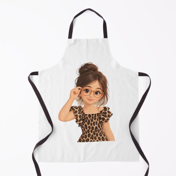 Item preview, Cute Girl with Glasses in Leopard Print Illustration designed and sold by Qenlo.
