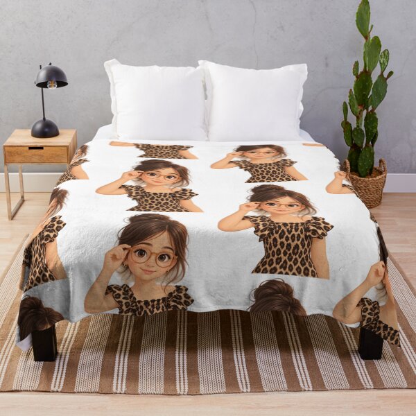 Item preview, Cute Girl with Glasses in Leopard Print Illustration designed and sold by Qenlo.