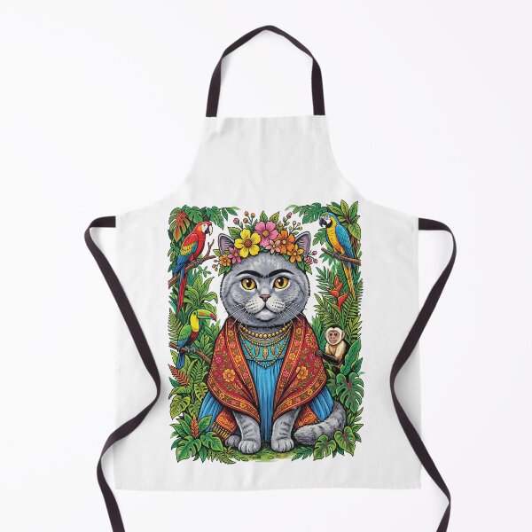 Item preview, Folk Art frida kahlo Cat Parrots designed and sold by TeeARTHY.