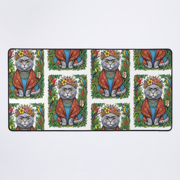 Item preview, Folk Art frida kahlo Cat Parrots designed and sold by TeeARTHY.