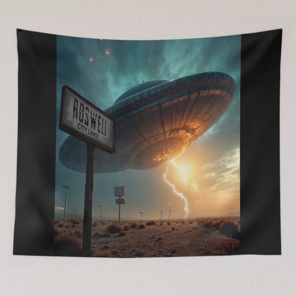 Item preview, UFO crash over Roswell city limits designed and sold by aliengalaxiesglobal.