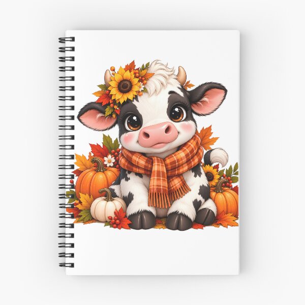 Item preview, Cute Autumn Cow with Pumpkins and Sunflowers designed and sold by TinyWeird.