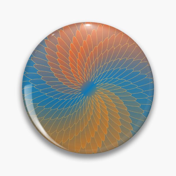Item preview, Blue Orange Abstract Flower Geometric Pattern – Modern Spiral Floral Design designed and sold by BigDigital.