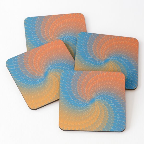 Item preview, Blue Orange Abstract Flower Geometric Pattern – Modern Spiral Floral Design designed and sold by BigDigital.