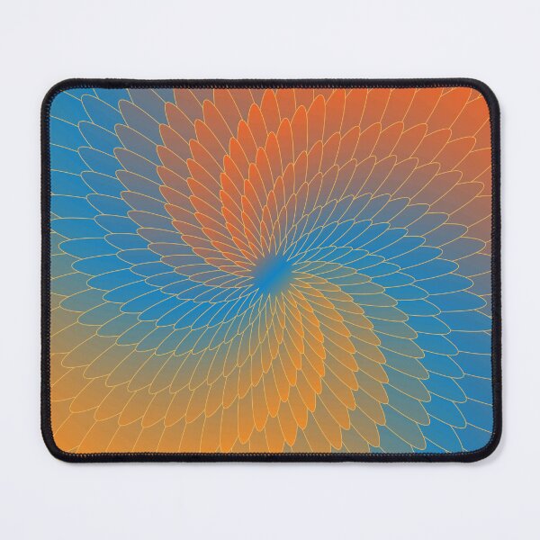 Item preview, Blue Orange Abstract Flower Geometric Pattern – Modern Spiral Floral Design designed and sold by BigDigital.