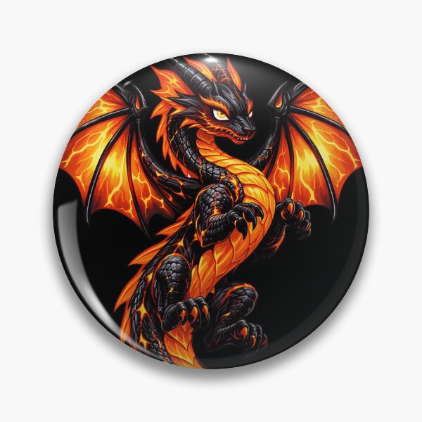 Item preview, Epic Black Dragon with Fiery Orange Wings Sticker designed and sold by Freestyle Prints.