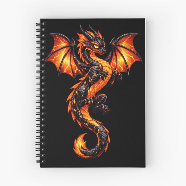 Item preview, Epic Black Dragon with Fiery Orange Wings Sticker designed and sold by Freestyle Prints.