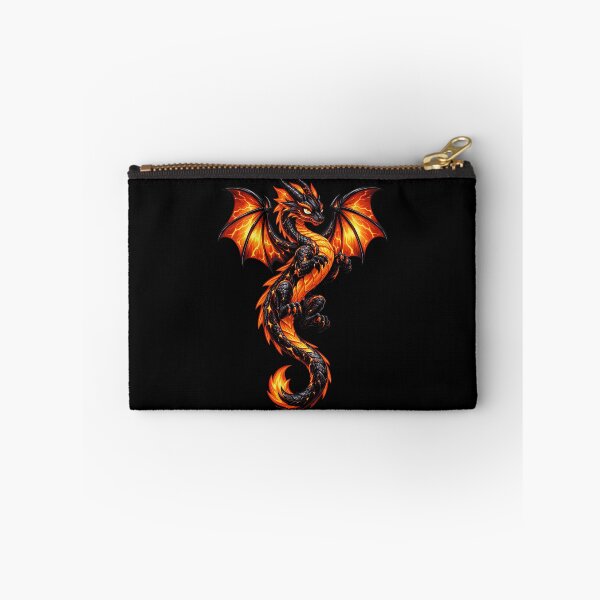 Item preview, Epic Black Dragon with Fiery Orange Wings Sticker designed and sold by Freestyle Prints.