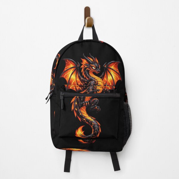 Item preview, Epic Black Dragon with Fiery Orange Wings Sticker designed and sold by Freestyle Prints.
