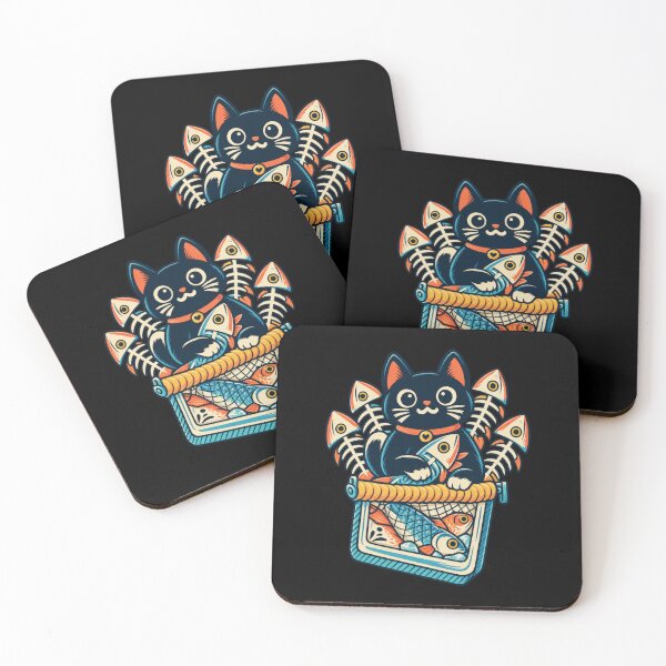 Item preview, Funny Cute Cat Sardine Fish Crate Cartoon Art designed and sold by elderberry.