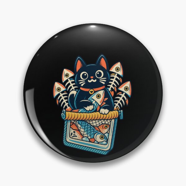 Item preview, Funny Cute Cat Sardine Fish Crate Cartoon Art designed and sold by elderberry.