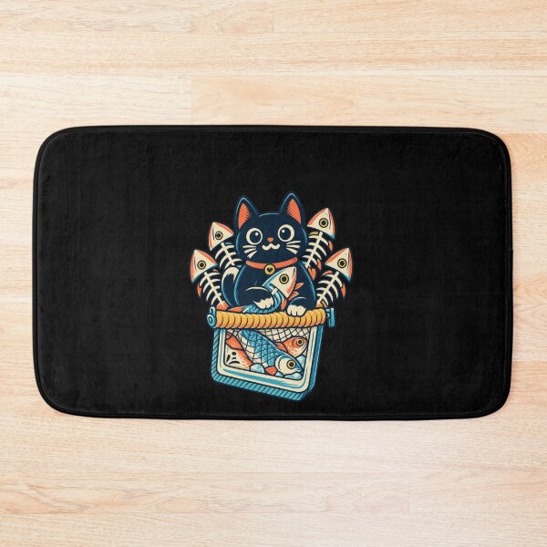 Item preview, Funny Cute Cat Sardine Fish Crate Cartoon Art designed and sold by elderberry.