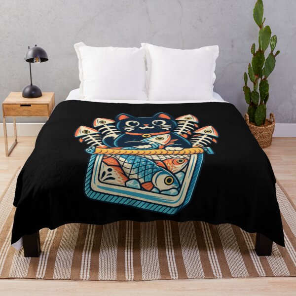 Item preview, Funny Cute Cat Sardine Fish Crate Cartoon Art designed and sold by elderberry.