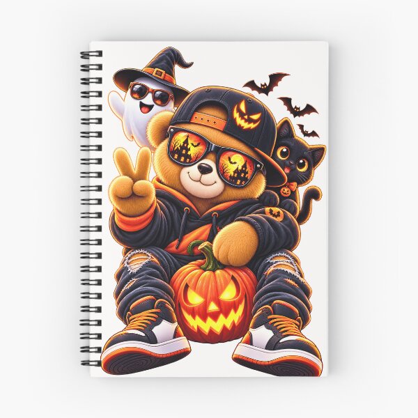 Item preview, Spooky Halloween Teddy Bear – Ghost, Black Cat & Pumpkin designed and sold by ArtSpark Studio.