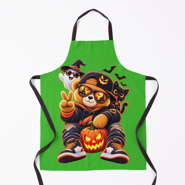 Item preview, Spooky Halloween Teddy Bear – Ghost, Black Cat & Pumpkin designed and sold by ArtSpark Studio.