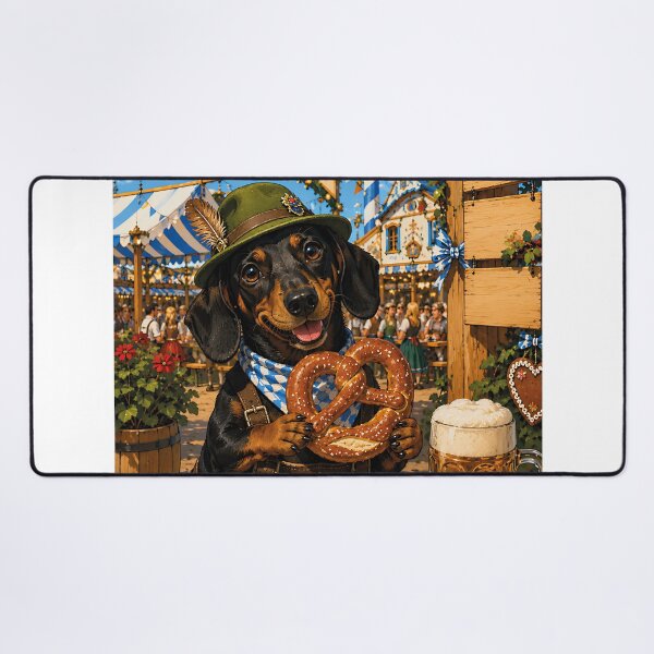 Item preview, Dachshund at the Oktoberfest with a pretzel. designed and sold by Nomad-Paws.