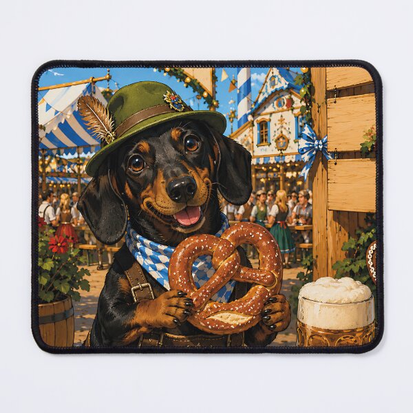 Item preview, Dachshund at the Oktoberfest with a pretzel. designed and sold by Nomad-Paws.