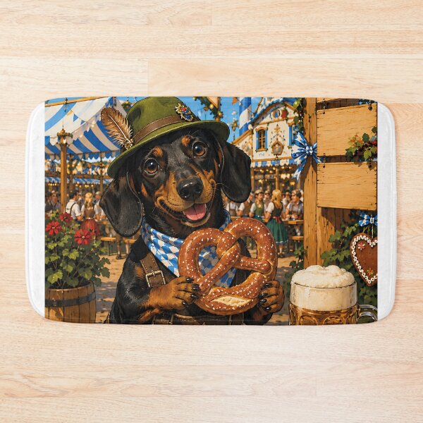 Item preview, Dachshund at the Oktoberfest with a pretzel. designed and sold by Nomad-Paws.