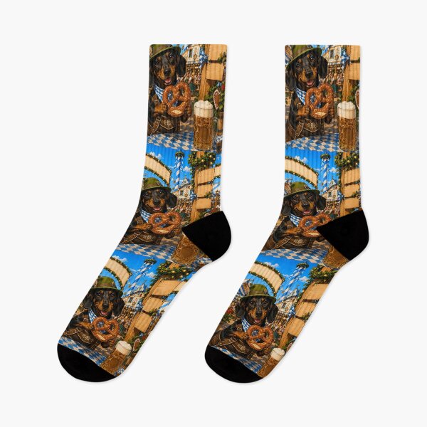 Item preview, Dachshund at the Oktoberfest with a pretzel. designed and sold by Nomad-Paws.